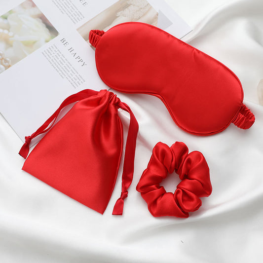 Artificial Silk Cloth Eye Patch Bag Hair Ring Three-piece Set